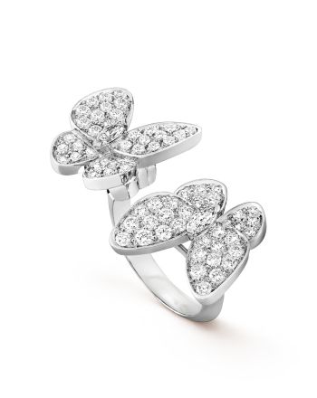 Van Cleef & Arpels Women's Two Butterfly Between The Finger Ring Silver