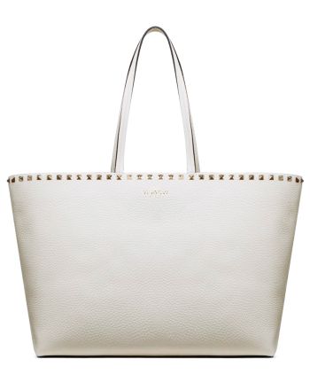 Valentino Large Calfskin Leather Rockstud Shopping Bag