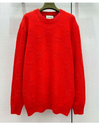 Gucci Women's GG Printed Sweater Red