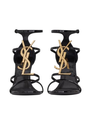 Saint Laurent Women's Cassandra Sandals In Patent Leather Black