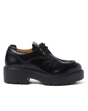 Miumiu Women's Leather Lace-up Shoes Black