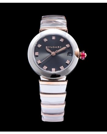 Bvlgari Lvcea 18ct pink-gold,stainless steel and diamond watch Black